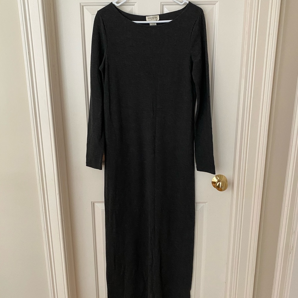 Jones New York Sport Maxi Grey Long Sleeve Dress